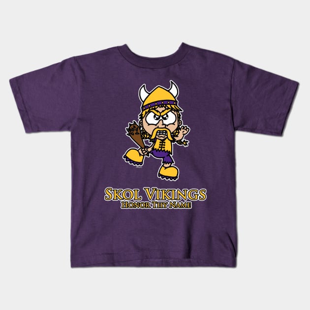 Skol Vikings Kids T-Shirt by BogusPunkin Studios 